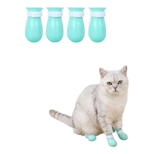 Set de 4 zapatos de silicona antirasguños para gatos talla S