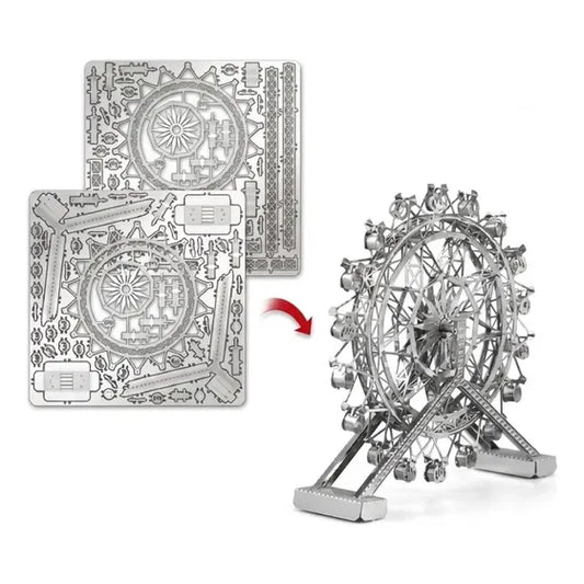 Maqueta metálica 3D armable de rueda de la fortuna en piezas de metal