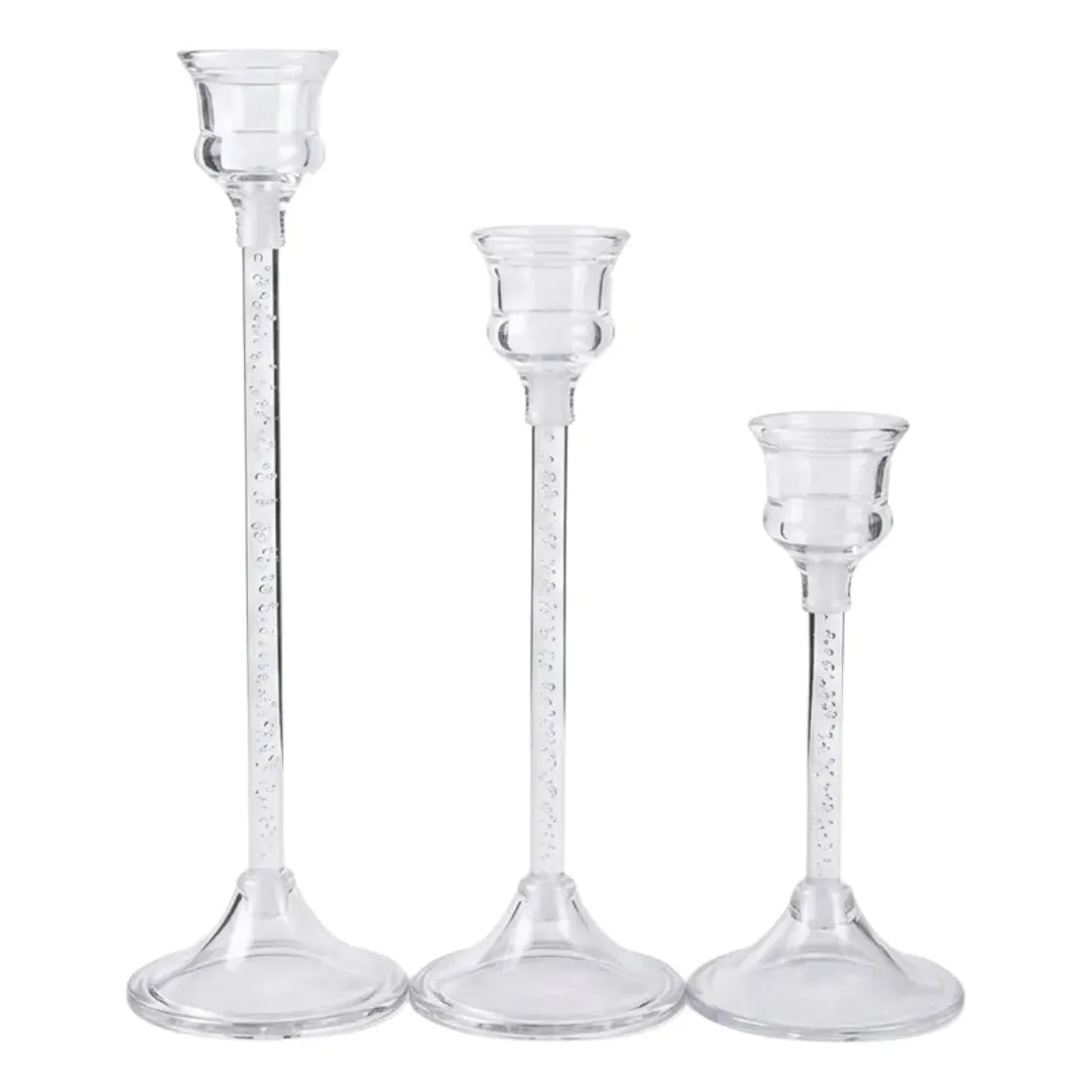 Set de 3 Candelabros de Acrílico Transparente para Mesa