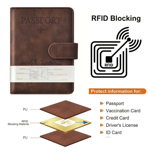 Porta Pasaporte y Documentos de Viaje con Bloqueo RFID 14x10cm – Marca MeetSelf