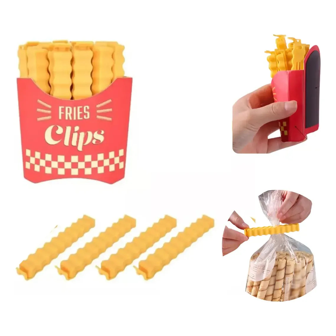 Set de 12 Clips Selladores con Diseño de Papas Fritas