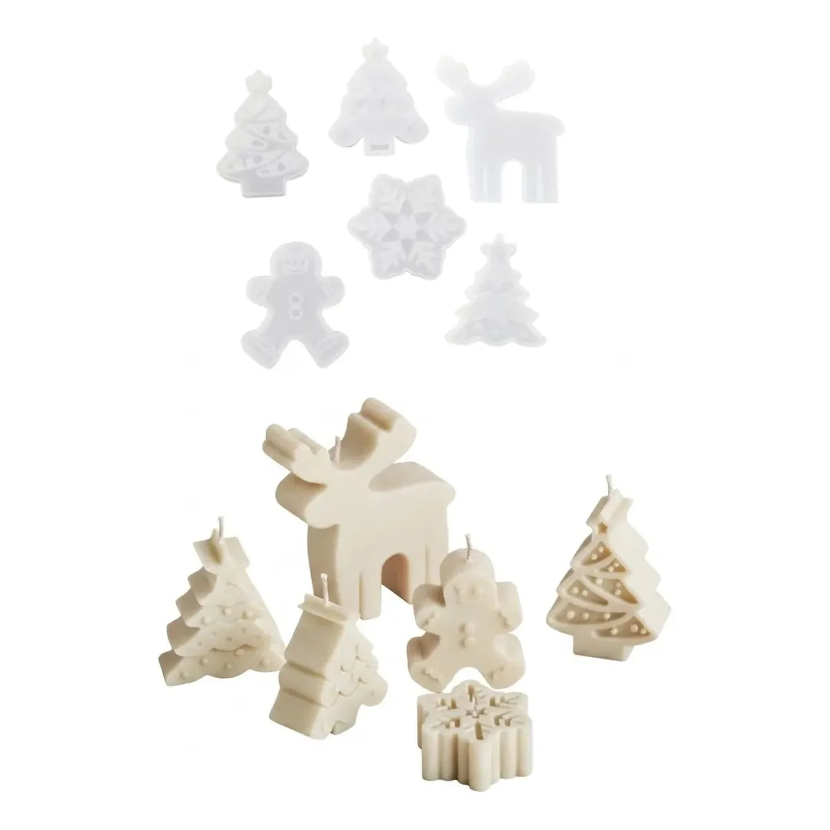 Set de 6 Moldes de Silicona Navideños para Velas y Jabón