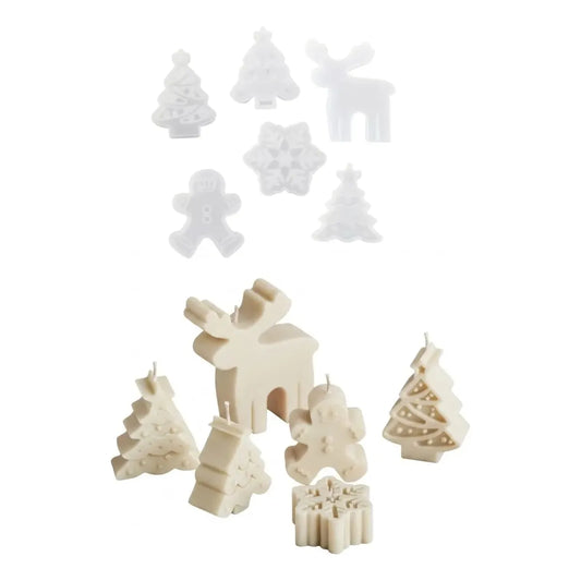 Set de 6 Moldes de Silicona Navideños para Velas y Jabón