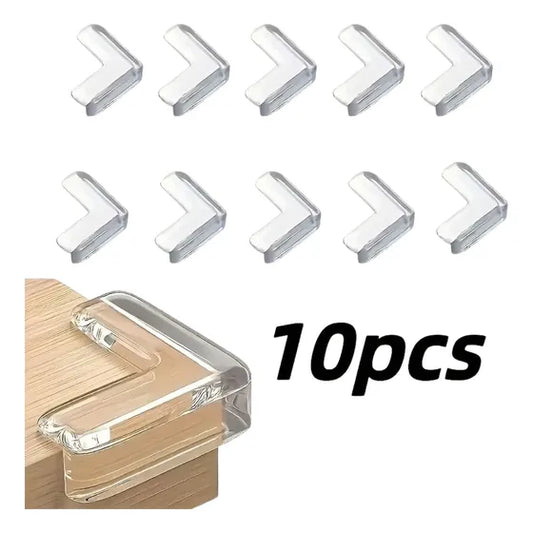 Set de 10 protectores de esquinas de silicona transparentes para bebés.