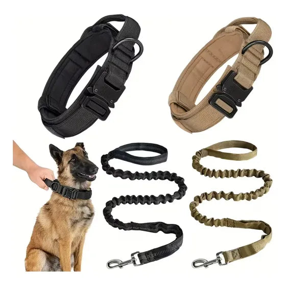 Set de collar y correa táctica de alta resistencia marca HEALTH PET