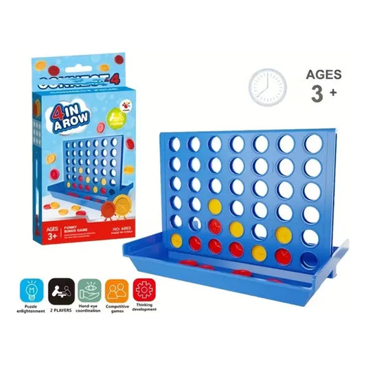 Juego de mesa Cuatro en Línea con fichas rojas y amarillas para niños