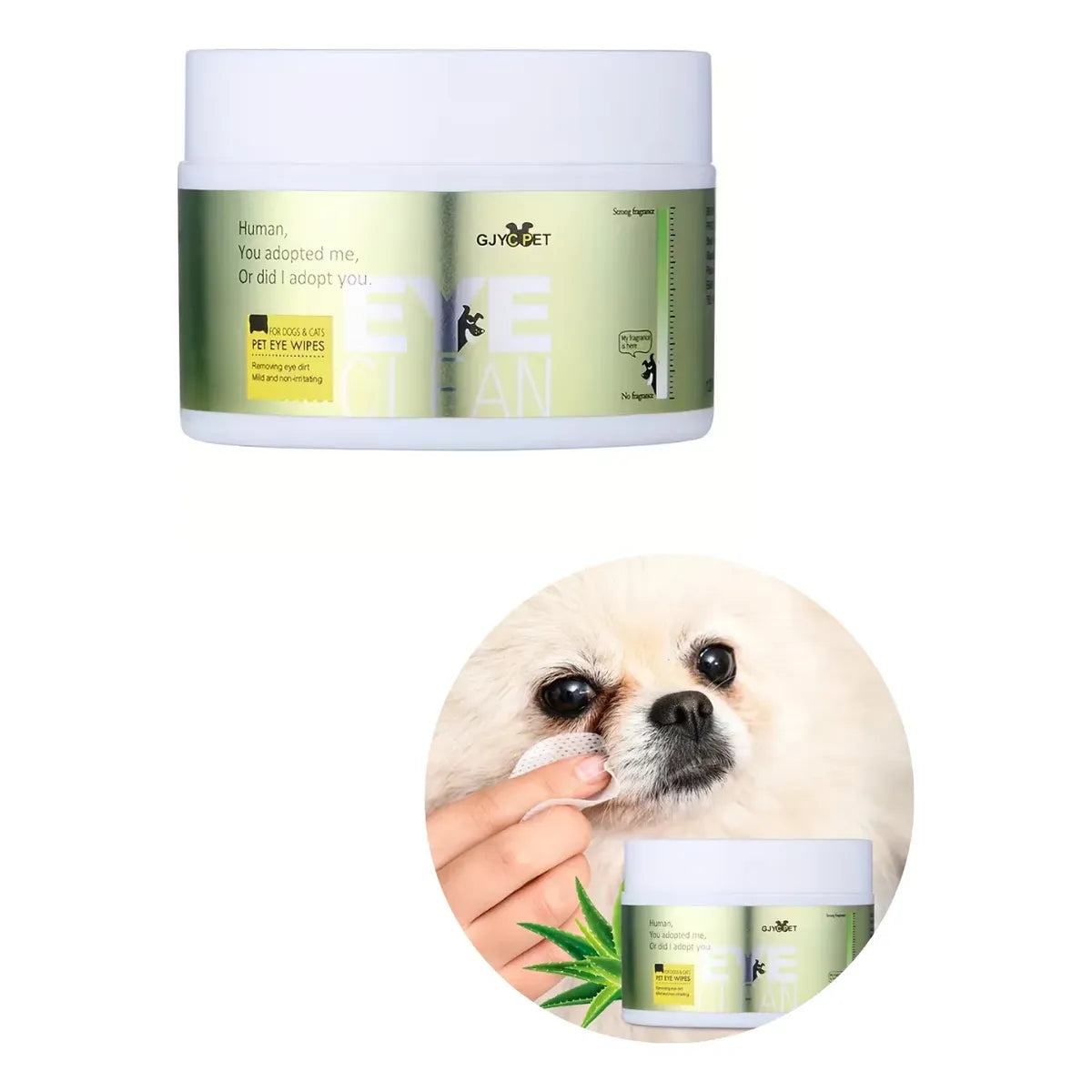 Toallitas Húmedas Limpiadoras para Ojos de Mascotas – 120 Piezas, Aloe Vera