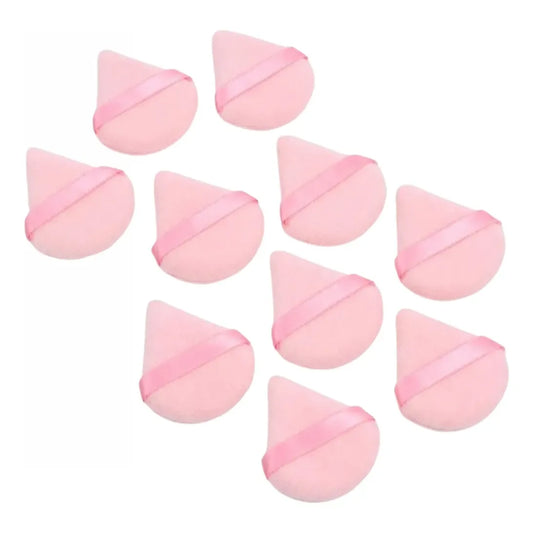 Set de 10 Mini Borlas Triangulares de Maquillaje para Baking en Polvo