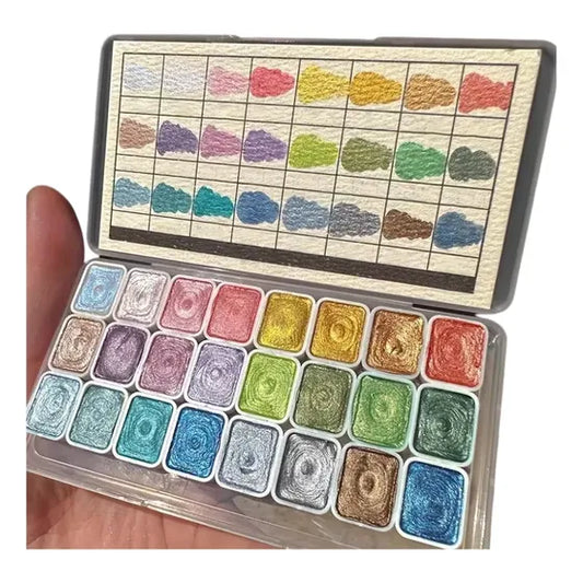 Set de acuarelas metálicas de 24 colores para ilustración y lettering.