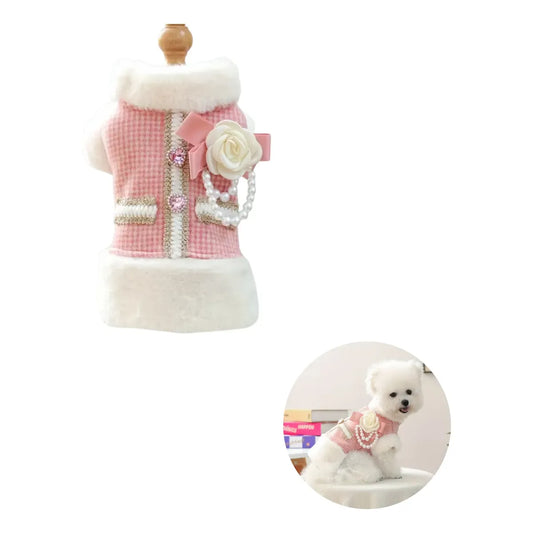 Abrigo Elegante con Perlas para Perros y Gatos – Talla XS