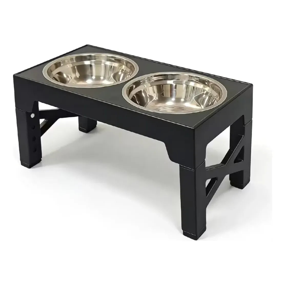 Comedero Elevado Plegable Ajustable de Acero para Mascotas