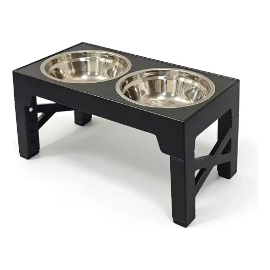 Comedero Elevado Plegable Ajustable de Acero para Mascotas