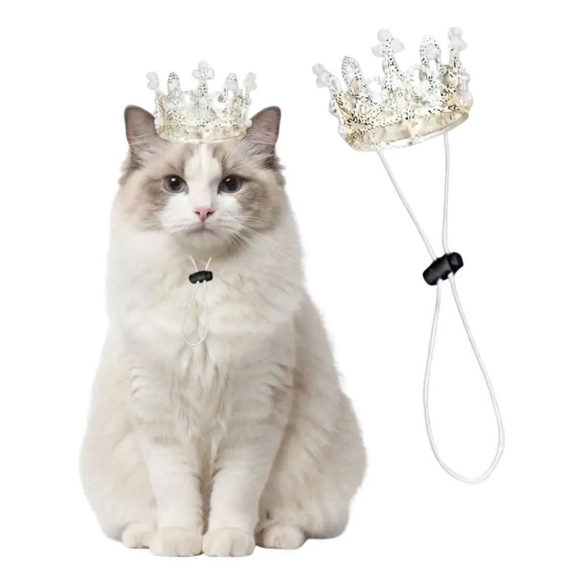 Mini Corona de Lujo con Perlas para Perros y Gatos – Plateado