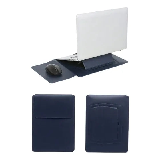 Estuche soporte elevador para laptop con pad mouse en cuero PU.