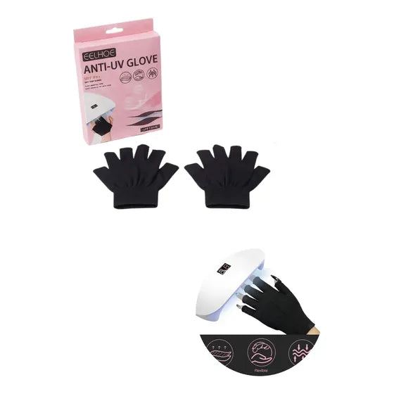 Par de guantes de protección anti UV para usar con lámparas de secado de uñas