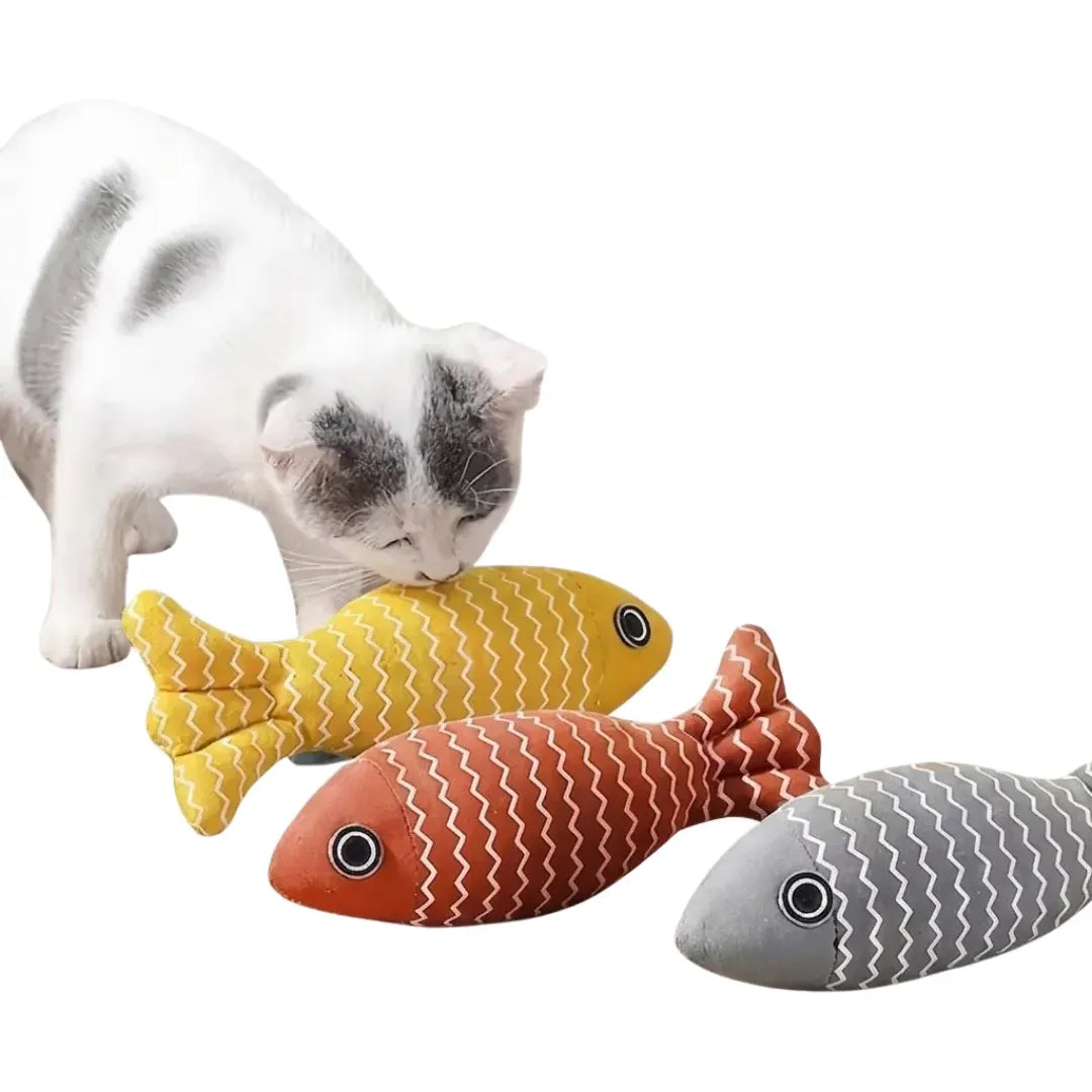 Set de 3 Juguetes para Gatos Pescados de Peluche con Catnip