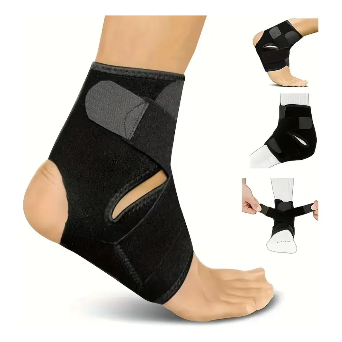 Tobillera Deportiva Ajustable de Compresión Ortopédica – Negro
