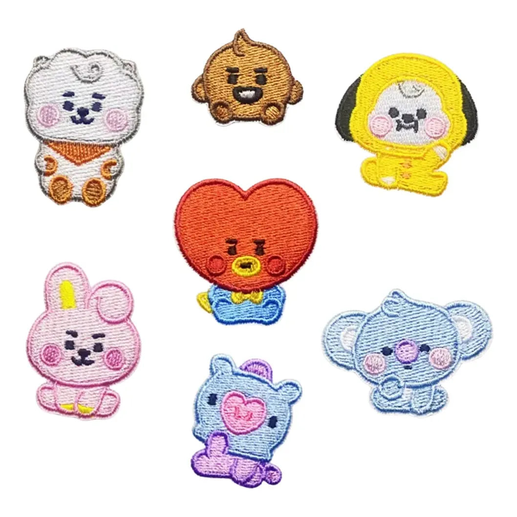 Set de 7 Parches de Dibujos Animados Bordados Autoadhesivos