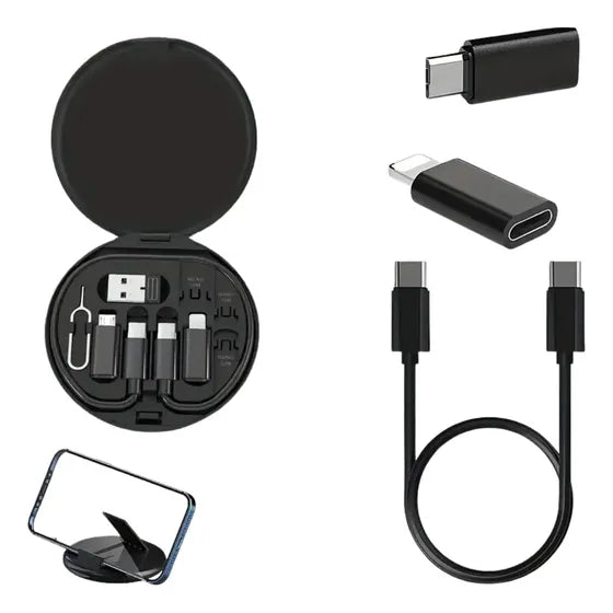 Adaptador multipuerto con conexiones USB-C, Lightning y Micro USB