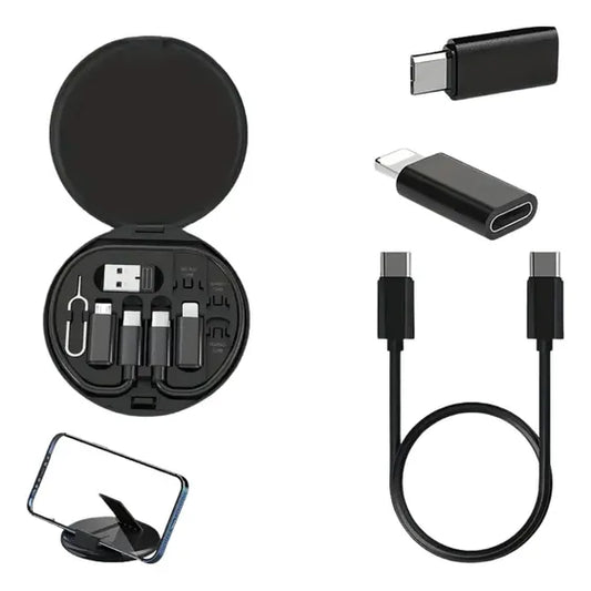 Adaptador multipuerto con conexiones USB-C, Lightning y Micro USB