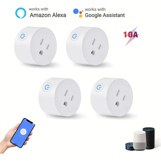 Set de 4 Tomacorrientes Inteligentes WiFi con Alexa y Google Home