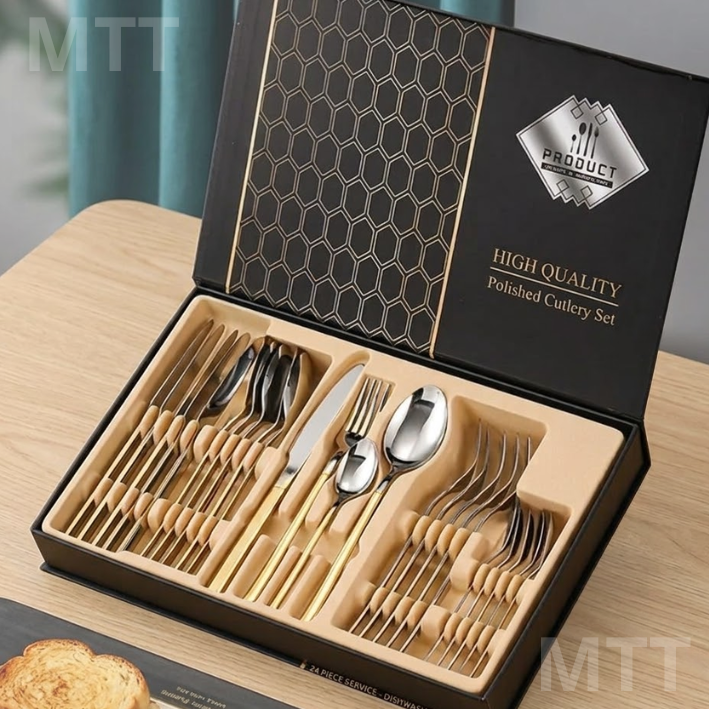 Juego de Cubiertos de 24 Piezas para 6 Puestos – Acero Inoxidable