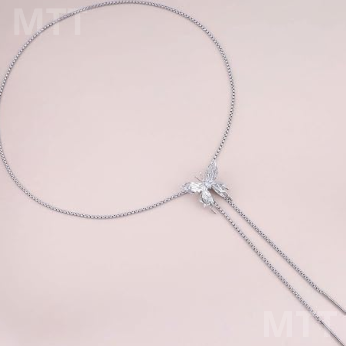 Collar Ajustable con Dije de Mariposa y Cadenas Colgantes en Aleación de Zinc